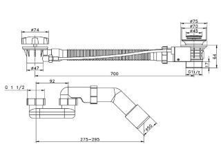 Слив-перелив Raglo R600.30.06 полуавтомат 60см чёрный